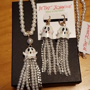Betsey Johnson Ghost Necklace Earring Set